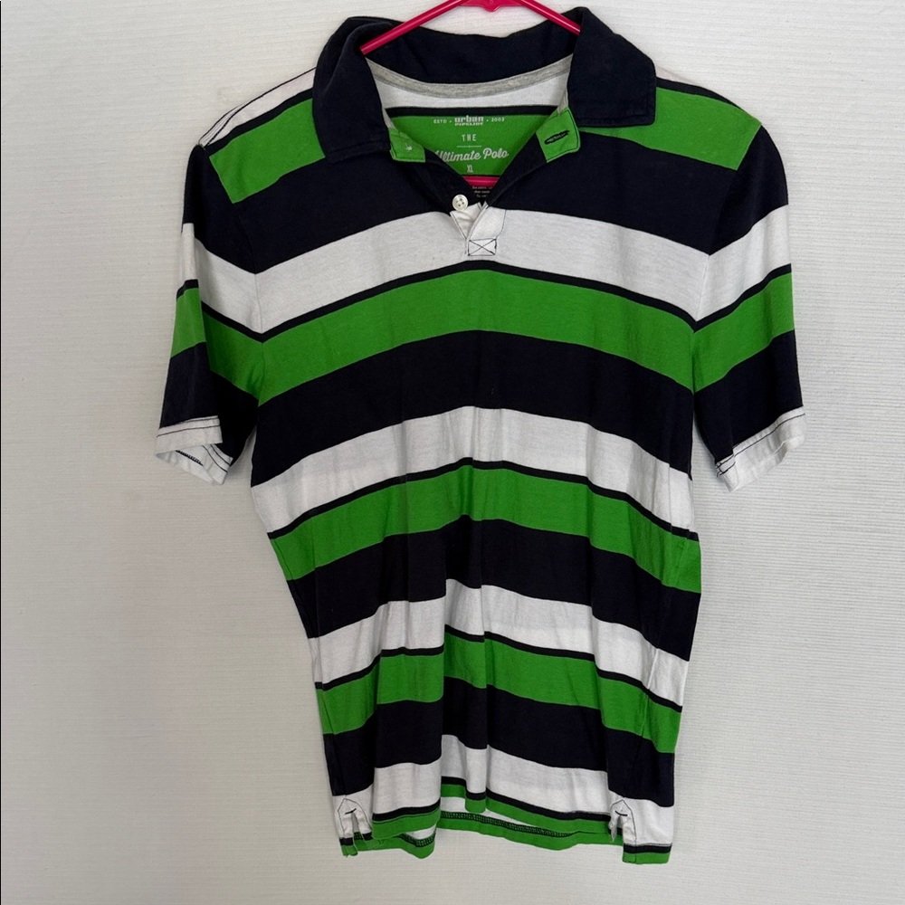 Urban Pipeline Green and Navy Polo